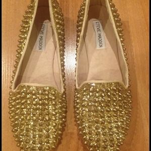Steve Madden gold spike loafers