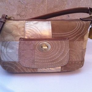 Authentic Coach! Suede leather and logo patchwork.