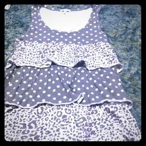 Gray & pink cheetah print & polka dot top!