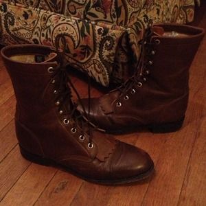 Justin lace up riding boots brown leather