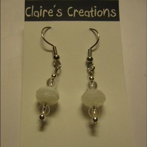 Glass White Earrings