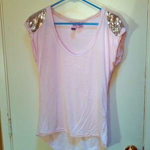 Cute pink top with sequined shoulders