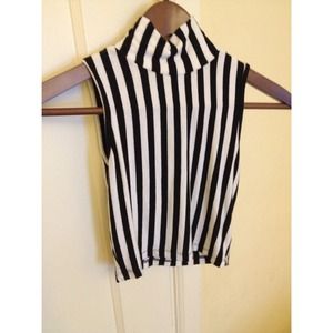 Striped crop top with key hole back