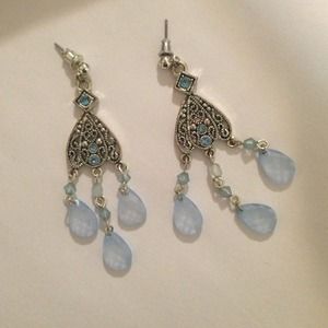 Blue and silver dangle earrings