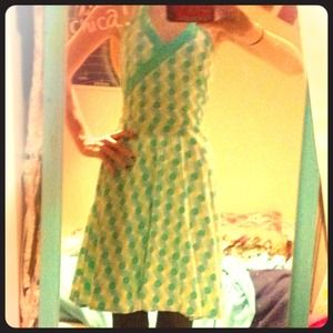 Green polka dot dress