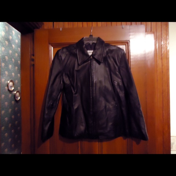 Ladies black leather jacket