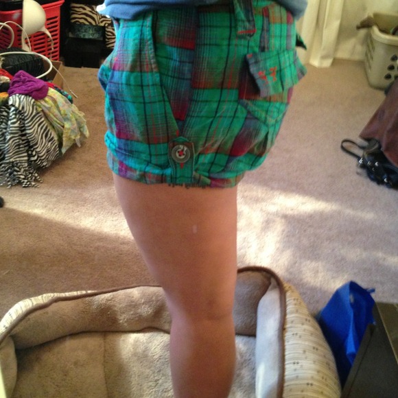 💙RESERVED  people turquoise plaid shorts
