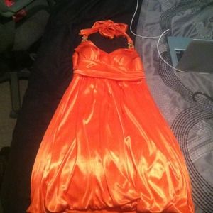 Fun, flowing, orange dress
