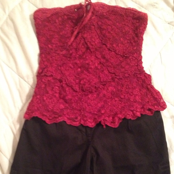 Sexy Red Lace Corset style Top