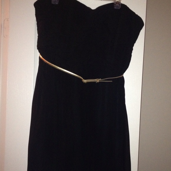 Strapless black dress...