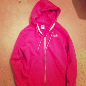 Hot pink North Face zip hoodie jacket