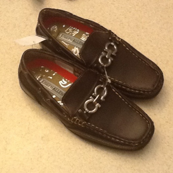 Faux Leather brown loafers little boy size 12