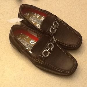 Faux Leather brown loafers little boy size 12
