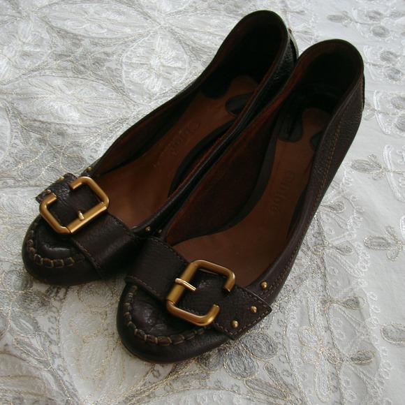 On Hold Authentic Chloe Leather Buckle Heels 38