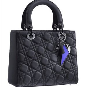 CHRISTIAN DIOR Small matte black "Lady Dior" bag