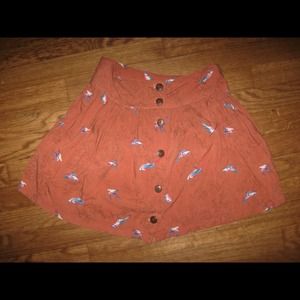 Bird Pattern Papaya Skirt
