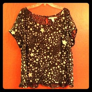 American Rag sheer sequin star top