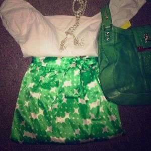 New never worn green and white fully lined skirt.