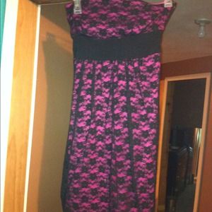 black and pink floralish dress