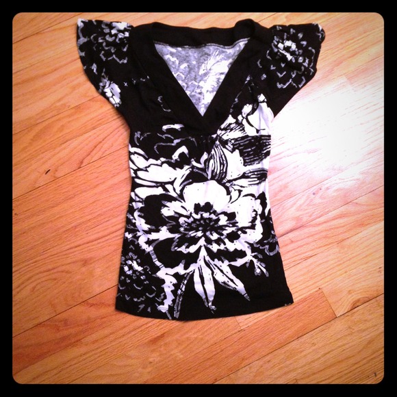 Black and white floral shirt