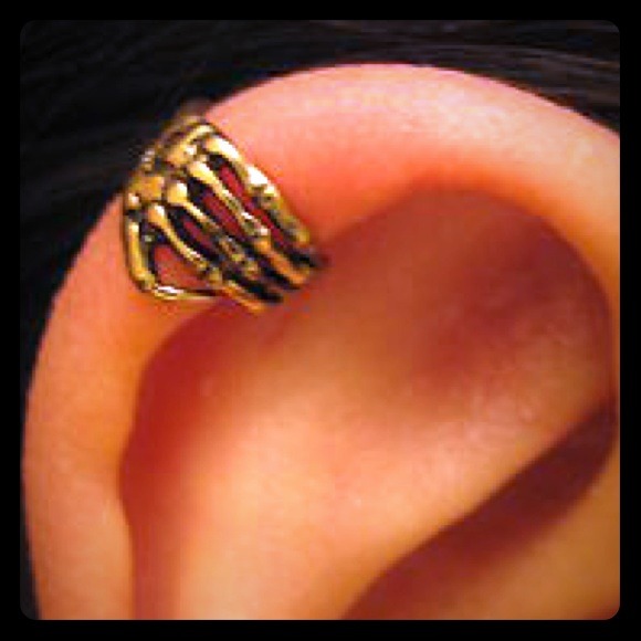 Gold Skeleton Hand Ear Cuff