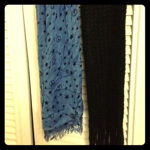 Black scarf & Periwinkle scarf