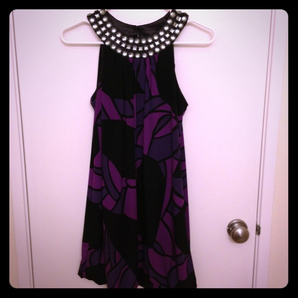 Purple and Black Rhinestone Dress