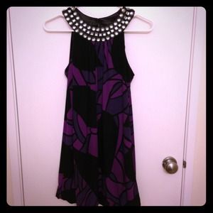 Purple and Black Rhinestone Dress