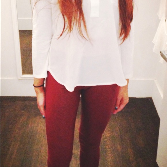 Oxblood faux leather leggings
