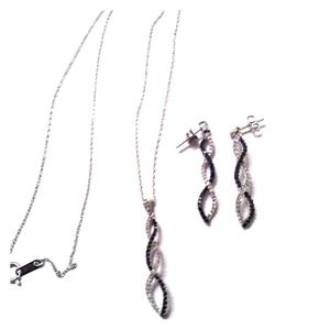 Zale's diamond earring and necklace set