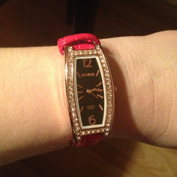 STRADA Quartz stainless steel watch with red band - Picture 2 of 3