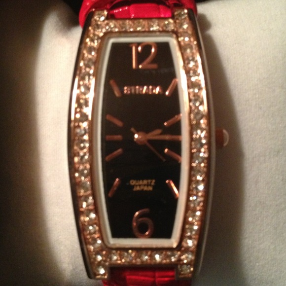 STRADA Quartz stainless steel watch with red band - Picture 3 of 3