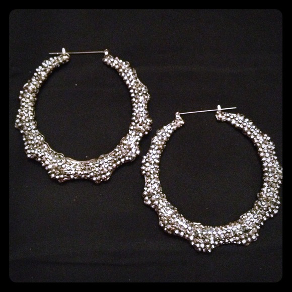 Clear Rhinestone Hoop Earrings