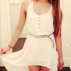 Cute hi-lo chiffon dress in ivory