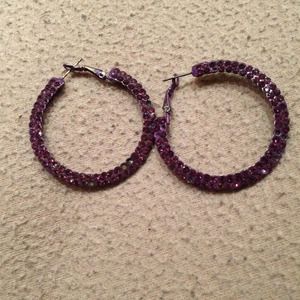 Purple crystal hoops