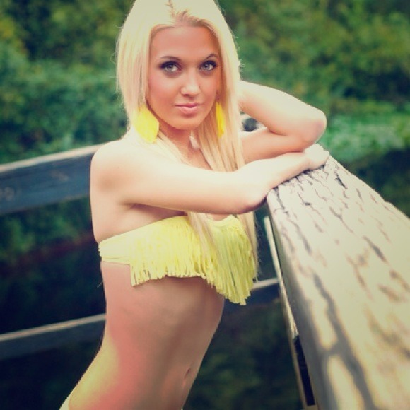 Fringe bathing suit top and bottom