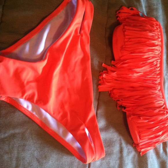 Orange fringe bikini