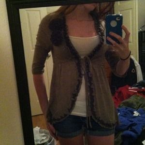 "blue bird" brown quarter sleeve sweater