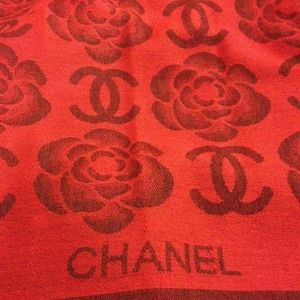 Chanel red scarf.