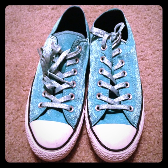 Converse Shoes - REDUCED!Aqua Converse, Glitter Laces!