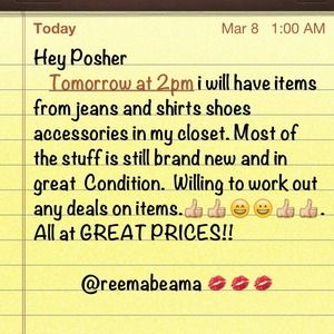 Items in my closet starting at 2pm