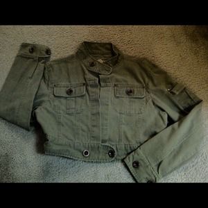 Dark green bomber style cropped jacket