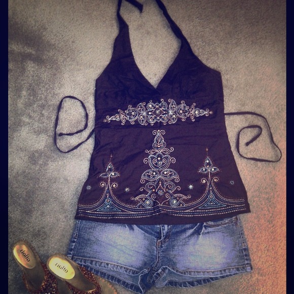 **Bundle and save** beaded halter, shorts, shoes - Picture 1 of 1
