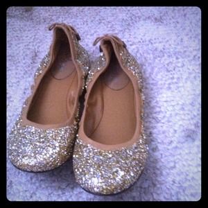 Gold glitter ballet flats