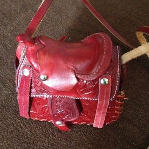 Small red leather bag