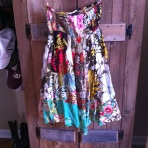Multi colored strapless dress/shirt