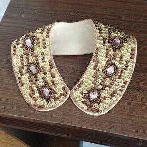 Gold sequin Peter Pan collar statement necklace