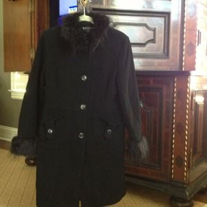 Giacca black long wool coat