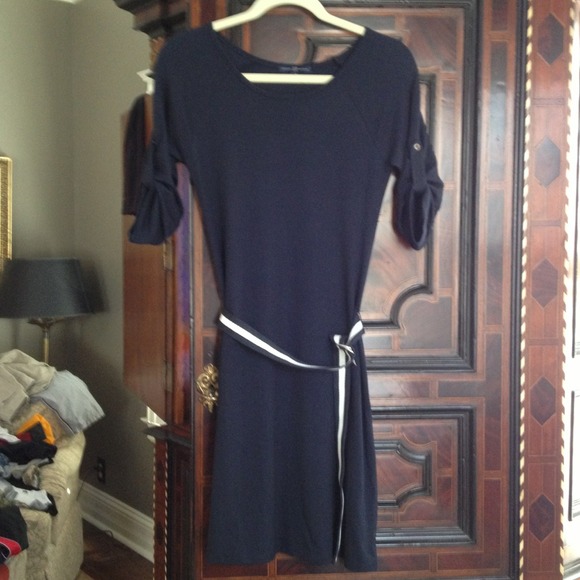 Gap navy cotton dress with striped belt