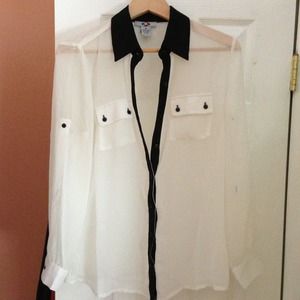 Chiffon white and black blouse